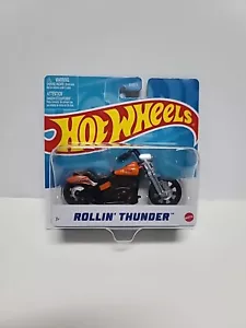 NEW Mattel X7721 Hot Wheels 1:18 Street Power ROLLIN THUNDER Motorcycle Orange - Picture 1 of 20