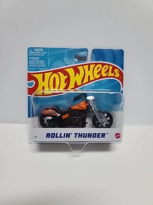 NEW Mattel X7721 Hot Wheels 1:18 Street Power ROLLIN THUNDER Motorcycle Orange - Image 1 of 4