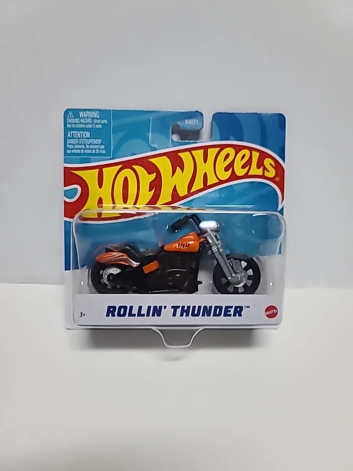 NEW Mattel X7721 Hot Wheels 1:18 Street Power ROLLIN THUNDER Motorcycle Orange - Image 1 of 4
