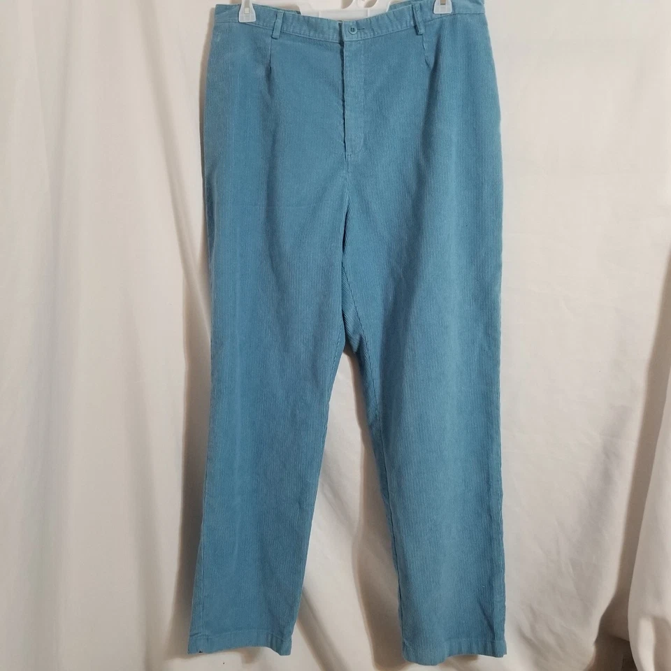 Vtg Lands' End Women's High Rise Corduroy Pants Women's 18W Regular Blue Pleated - Image 1 of 4
