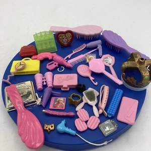 Vtg Barbie Hair Beauty Accessories Lot Brush Makeup Watch Crown Bathroom Curler - Picture 1 of 14
