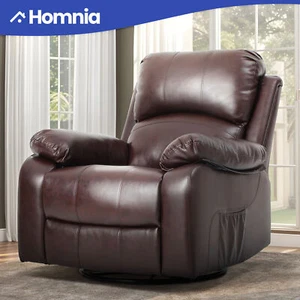 Home Theater Manual Recliner Chair PU Leather Elderly Sofa with Heated Massage - Picture 1 of 44
