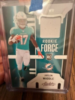 JAYLEN WADDLE 2021 ABSOLUTE ROOKIE FORCE MIAMI DOLPHINS JERSEY PATCH RC ALABAMA! - Image 1 of 2