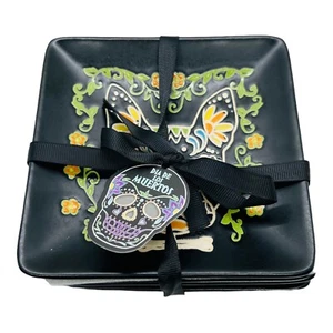 Juego de 4 platos de aperitivo Blue Sky ELI+ANA Día de Muertos 5""×5"" regalo de Halloween - Imagen 1 de 12
