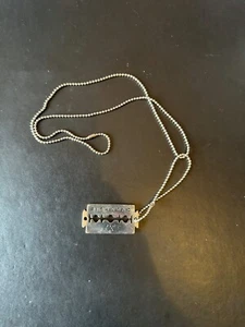 John Richmond Vintage Kette Silber Dog Tag Richmond X Punk Rock Rasierklinge - Bild 1 von 5