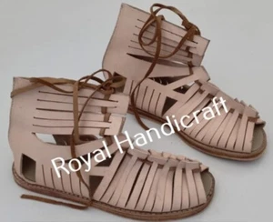 Roman leather lace fasten caligae footwear Leather lace Sandals Pair New - Picture 1 of 12