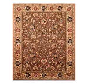 7'9" x 9'6" Nourison Parthia Ahar Khaki 100% Wool Traditional Area Rug Brown - Picture 1 of 8