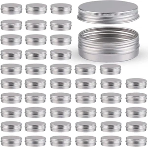 48 Pcs Aluminum round Cans with Lid, 2 Oz Metal Tins Food Candle Containers with - Picture 1 of 6