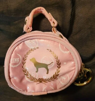 NOVO Chaveiro Victoria's Secret Rosa Cachorro 86 Mini Bolsa de Troca de Moeda Redonda RARO - Imagem 1 de 4