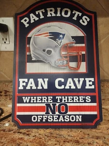 New England Patriots Fan Cave Wood Sign Where There's No Off Season - SEE Pics - Picture 1 of 5