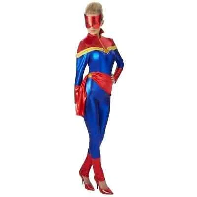 Captain Marvel Classic Women's Costume Cosplay Jumpsuit w/ Mask - Rubie's 820218 - Image 1 of 2