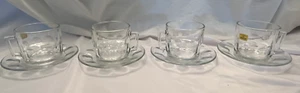 Arcoroc France Tazza e Piattino Vetro Cerchi Moderni - Set di 4 - Foto 1 di 7