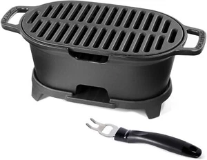 Mini 100% Cast Iron Hibachi Grill, Tabletop Small Portable Charcoal Grill for... - Picture 1 of 6