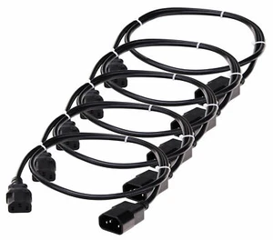5x Netzkabel Verlängerung AC-Stecker AC-Buchse Kaltgeräte Strom Kabel 1m Länge - Bild 1 von 2