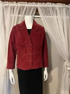 Womens Wine Suede Jacket Blazer Size PL by Relativity - Picture 1 of 21
