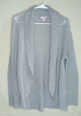 Cárdigan Bongo Tejido Abierto Suéter Mujer Grande Plumero Suéter Gris con Brillo Foto 1 de 4