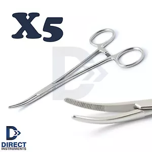X5 Dental gebogene Kelly Clamp Pinzette 5,5" chirurgische Thermostat Arterie Zange Zahn - Bild 1 von 1