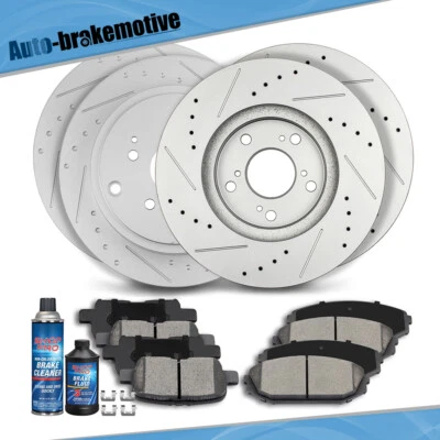 FRONT & REAR BRAKE ROTORS + CERAMIC BRAKE PADS FOR 2003 - 2007 2008 HONDA PILOT Foto 1 de 4