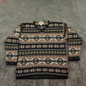 VTG Abercrombie Fitch Sweater Men Medium Black Fair Isle Nordic Chunky Wool - Picture 1 of 9