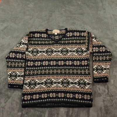 VTG Abercrombie Fitch Sweater Men Medium Black Fair Isle Nordic Chunky Wool - Image 1 of 4