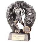 FOOTBALL TROPHY, Silver Female Figure Award, Free Engraving - (RF23090)