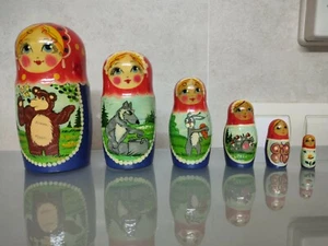MATRIOSKAS RUSAS X6 IMPECABLE ORIGINAL 13cm PINTADA A MANO - Imagen 1 de 2