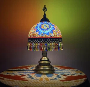 Turkish Moroccan Mosaic Bohemian Stained Glass Colorful Table Lamp - Picture 1 of 2