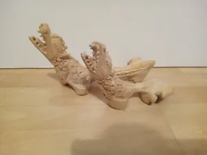 Pair Of Carved  Wooden Chinese Dragons - Picture 1 of 12