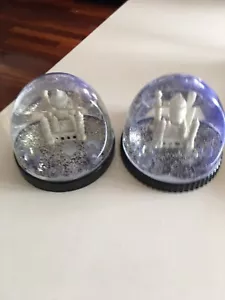 INDIAN TEMPLE PEN HOLDERS PLASTIC SNOW GLOBES X2 Rare Collectable - Picture 1 of 24