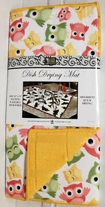 Kitchen Microfiber Quick Drying Mat, washable, (16" x 24") OWLS, yellow by BH - Picture 1 of 8