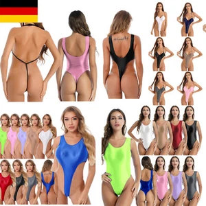 DE Damen Glänzend Bikini Thongs High-Cut String Badeanzug Schwimmanzug Monokini - Bild 1 von 258