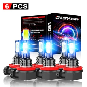 For 2020 2023 Toyota Tacoma 6x LED Headlight High Low Beam Fog Light Bulbs Blue - Picture 1 of 17
