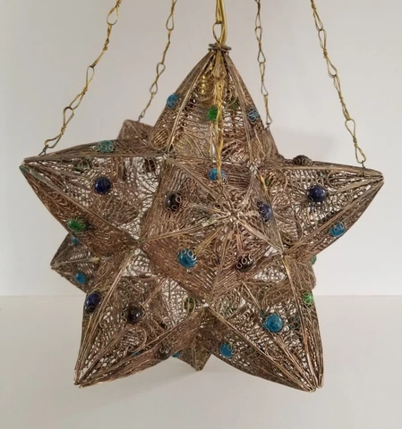 Vintage Filigree Star Lantern Hanging Ceiling Light Fixture Moravian Moroccan Cover