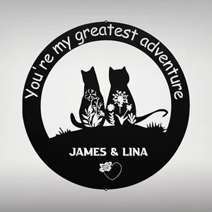 Personalized Couple Cats Metal Sign Custom Couple Gifts Home Decor Signs - Picture 1 of 6