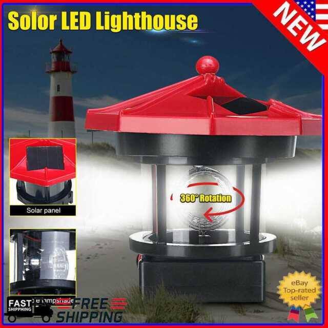 HSHD Lighthouse with Rotating Beacon LED Lights - Solar Lighthouse