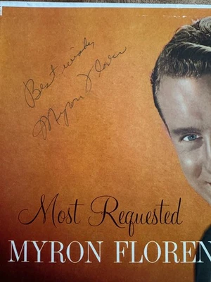 SIGNED-Myron Floren MOST REQUESTED BRUNSWICK -BL 54046-LP/CVR-EX to VG++ Foto 1 de 3