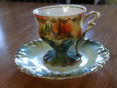 Antigua taza y platillo de chocolate de porcelana alemana RS Reinhold Schlegelmilch S&T Foto 1 de 4