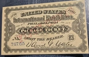 Original 1876 United States Centennial Bearer Package Ticket Pass - Picture 1 of 2