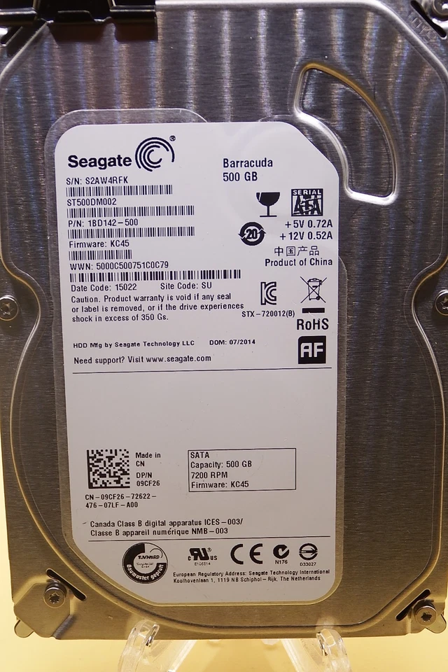 Seagate Barracuda 3.5" 500GB 7.2K RPM SATA HDD 1BD142-500 ST500DM002 - Image 1 of 3