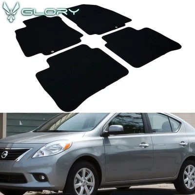 Se adapta a alfombrillas delanteras y traseras Nissan Versa 07-12 forro de nailon negro 4 piezas Foto 1 de 4