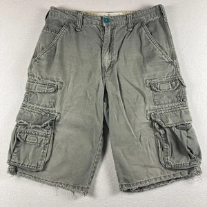 Y2K Cargo Shorts Herren 29 grün 11" Schrittlänge Baggy locker 90er Grunge getragen abgenutzt - Bild 1 von 17