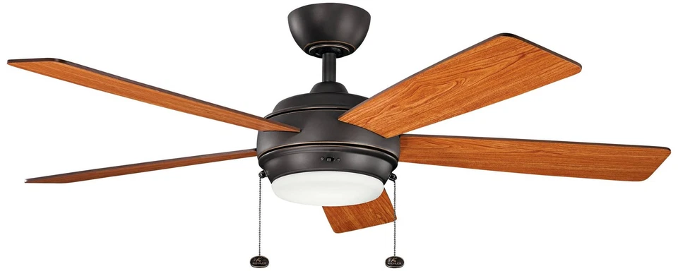 52" Kichler Starkk Olde Bronze LED Ceiling Fan with Pull Chain - Image 1 of 1