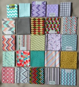 25 cuartos de grasa, patrones geométricos y colores surtidos, tela de algodón de 18"x21", #4 - Imagen 1 de 9