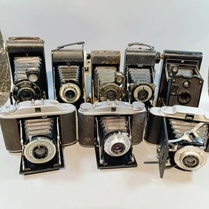 Fotocamere Pieghevoli Vintage, Telecamere Pieghevoli X 8 Fotocamere Pieghevoli Vintage Art Deco - Foto 1 di 19