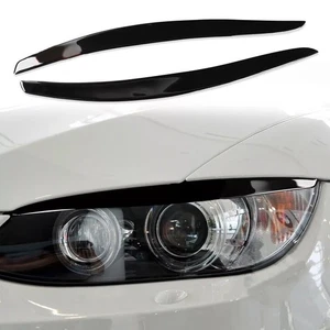 E93 Headlight Fit BMW Eyelid E92 Light Brow Cover 2006-2012 Black Gloss θ - Picture 1 of 9