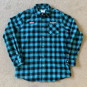 Makita XGT Plaid Flannel L/S Shirt 2XL Black Green Mechanic Tools Logo Tradie - Picture 1 of 6