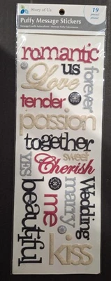 Story Of Us Puffy Message Stickers with LOVE theme-19 pieces  - Image 1 of 2