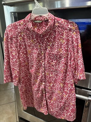 Eddie Bauer Women's XL Cotton Button-Up Floral Blouse Foto 1 de 4