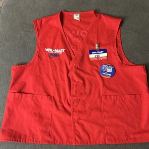 Vintage Walmart Red Greeter Vest How May I Help You Y2K With NAME TAG JOE & PIN - Picture 1 of 7