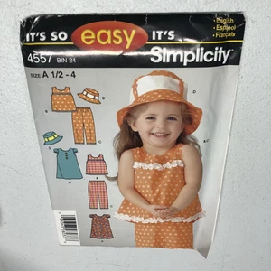 Simplicity Sewing Pattern 4557 Toddler's Dress Top Pants Hat Sz 1/2 to 4 UC FF - Picture 1 of 11